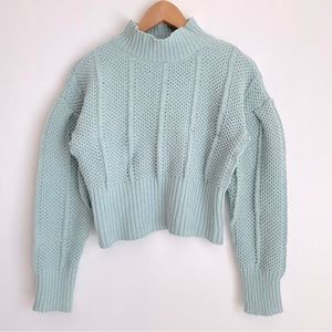 Generation K Womens Cropped Knit Sweater, Pastel Mint, Size M